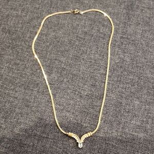 Gold Toned Aquamarine Necklace